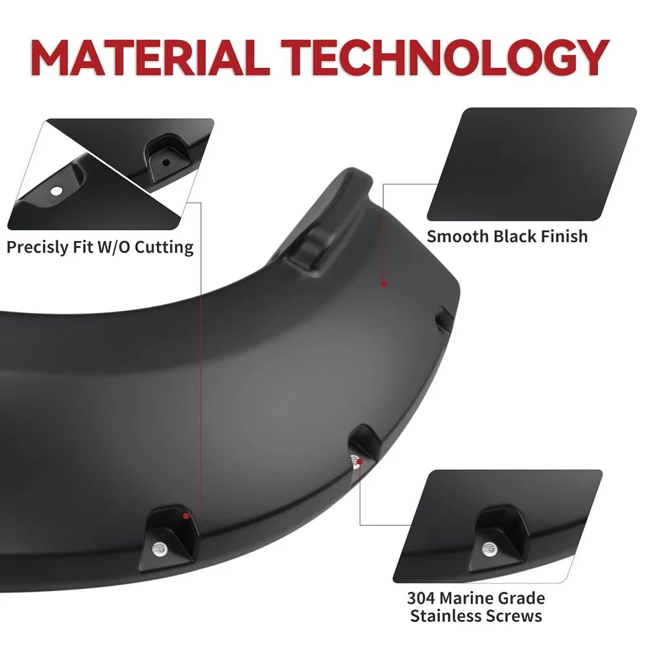 Fender Flares for 2008-2010 Ford F-250 F-350 Super Duty Pocket Rivet Style Black Foto 3 de 4