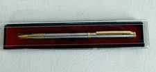 Vintage Day-Timer Ball Point Twist Pen Silvertone & Gold Trim with Box