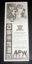 1923 OLD MAGAZINE PRINT AD, A.P.W PAPER CO, FOR QUALITY TOILET PAPER PRODUCTS!