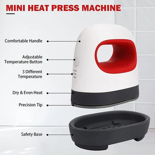 Mini Hitze Presse Maschine kleine Hitzepresse zum Aufbügeln T-Shirt/Tasche/Schläuche/Mütze - Bild 12 von 14