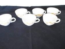 Set of 6 Vintage MCM Coffee Cups by Homer Laughlin 22K Gold Wheat Pattern