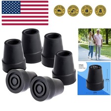 6 Pack Replacement Rubber Cane Tips for Canes, Walking Sticks, Walkers Black,...