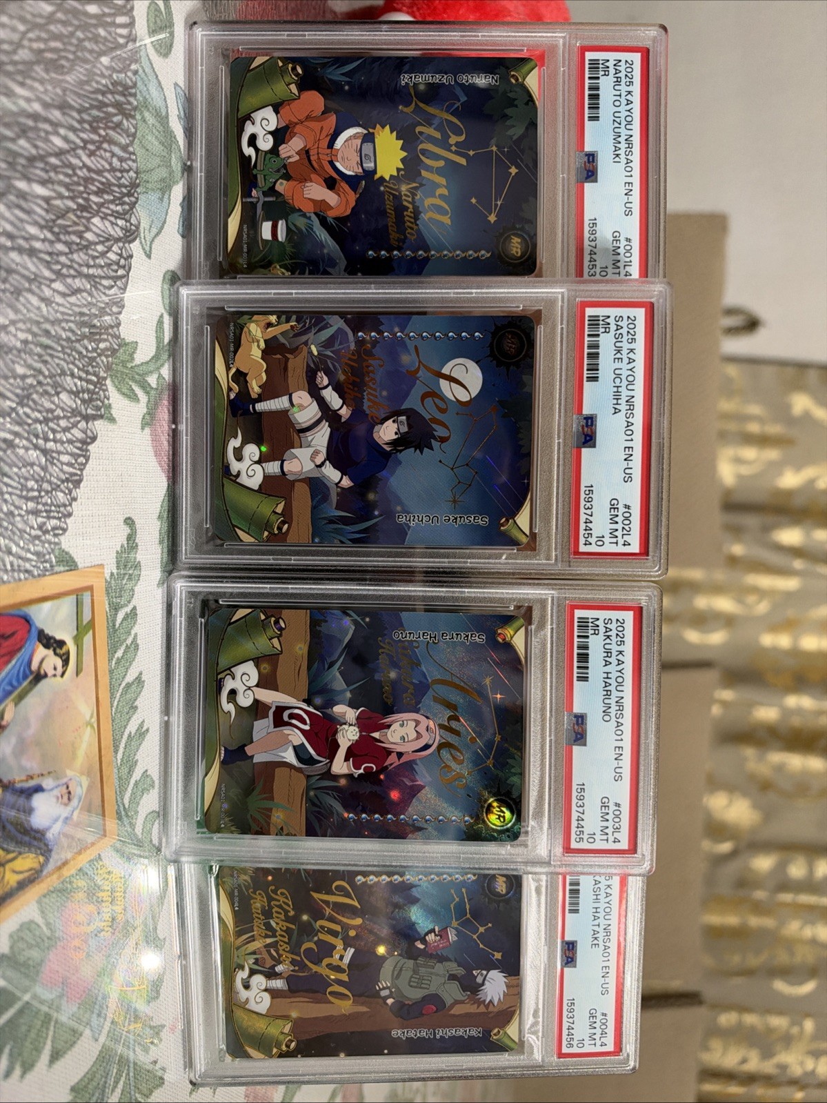 2025 Kayou NRSA01 EN Naruto Sasuke Sakura And Kakashi MR Sequential PSA 10 Set