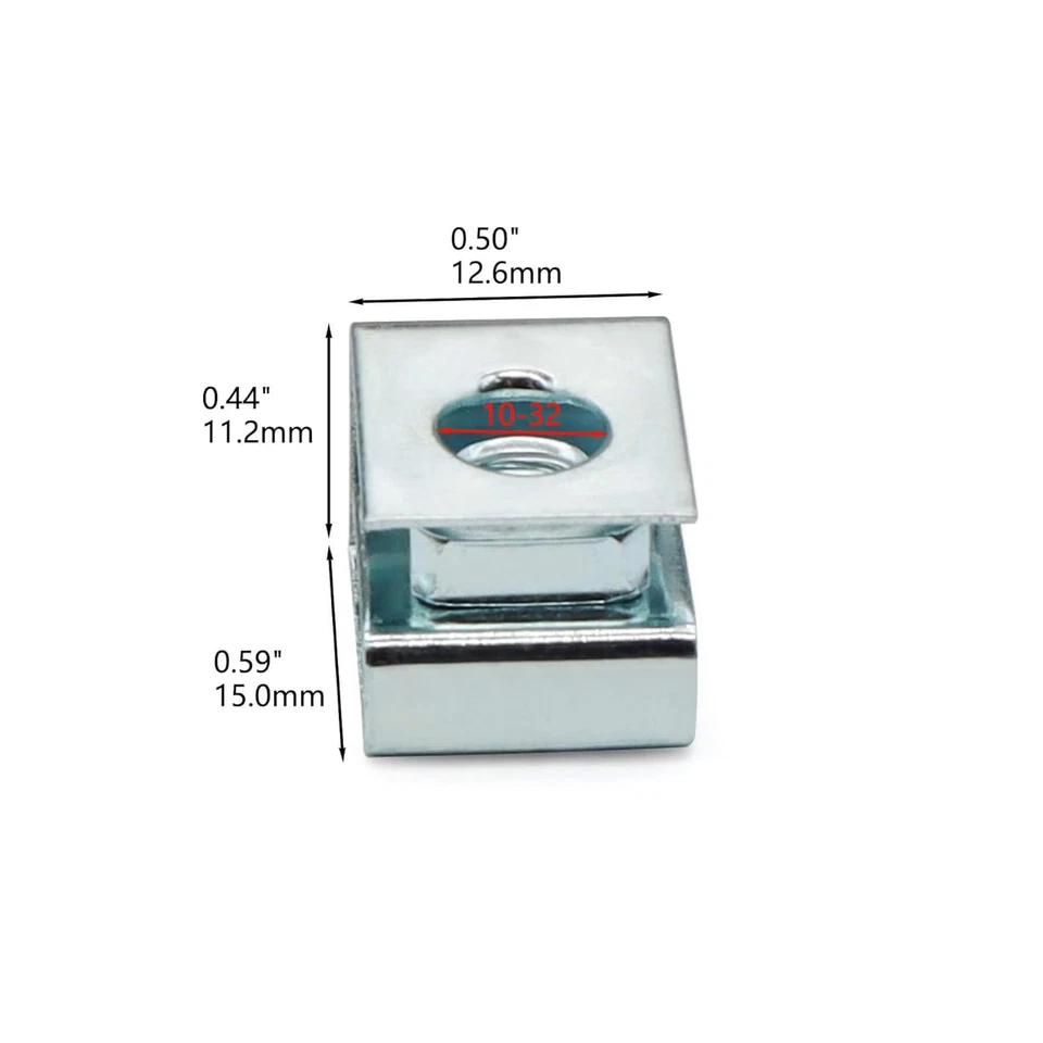 10-32 Slide-On Cage Nuts, Zinc Blue U Type Cage Nut, 25 Pieces - Image 2 of 4