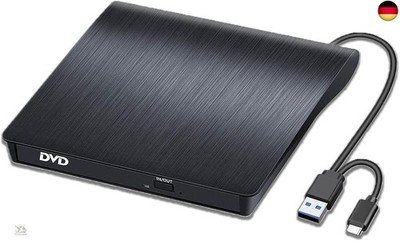Externes DVD-Laufwerk, USB 3.0 Typ-C CD DVD +/-RW Optisches Laufwerk USB C