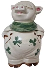 Vintage - SHAWNEE POTTERY SMILEY Pig Shamrock Cookie Jar - Original 1940's