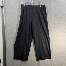 Denim Co. Beach Jersey Petite Wide Leg Full Length Pant Black MP