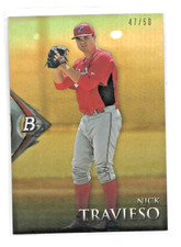 2014 BOWMAN PLATINUM  GOLD REFRACTOR SP #/50 SET BREAK NICK TRAVIESO