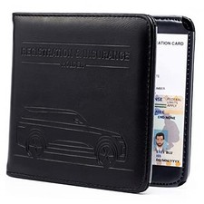 Car Registration and Insurance Holder, Magnetic Closure, Embossed SUV Black