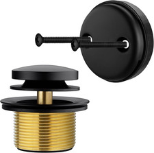 Brass Tip-Toe Tub Drain Kit, Matte Black Tub Drain and Overflow Kit with 2 Hole