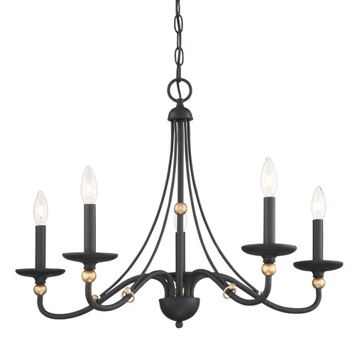 Minka Lavery 1045 Westchester County 5 Light 28"W Taper Candle - Sand Coal with - Picture 1 of 3