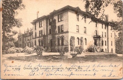 Ormsby Hall Lawrence University Appleton WI 1910 Vintage Postcard TP1-6