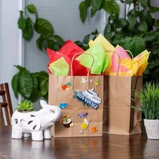 Brown Paper Shopping Kraft Retail Gift Merchandise Bags With Handles Bulk