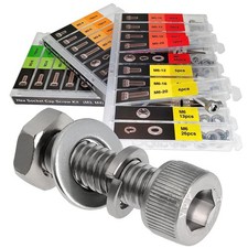 982pcs Hex Socket Cap Screws Set - M2 M2.5 M3 M4 M5 M6, 304 Stainless Steel Nut