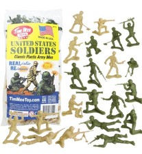 TimMee Processed Plastic Army Men 100 Tan OD Green Tim Mee Toy Soldier Figures
