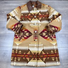 Vintage Pendleton Originals Aztec Southwest Blanket Long Wool Coat Women s Large