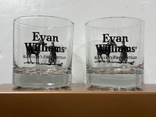 Two (2) Evan Williams Bourbon Whiskey Rocks Glasses - Kentucky's First Distiller