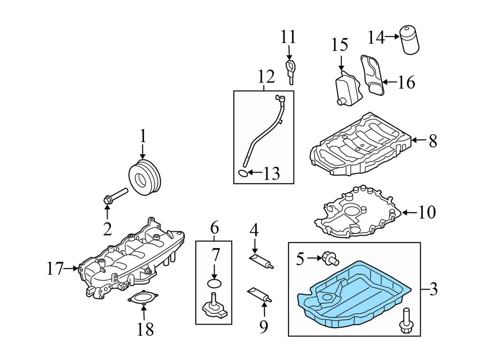 2009-2011 AUDI A4 QUATTRO 2,0 л - нижний масляный поддон двигателя / отстойник 06H103600G - Изображение 4 из 4