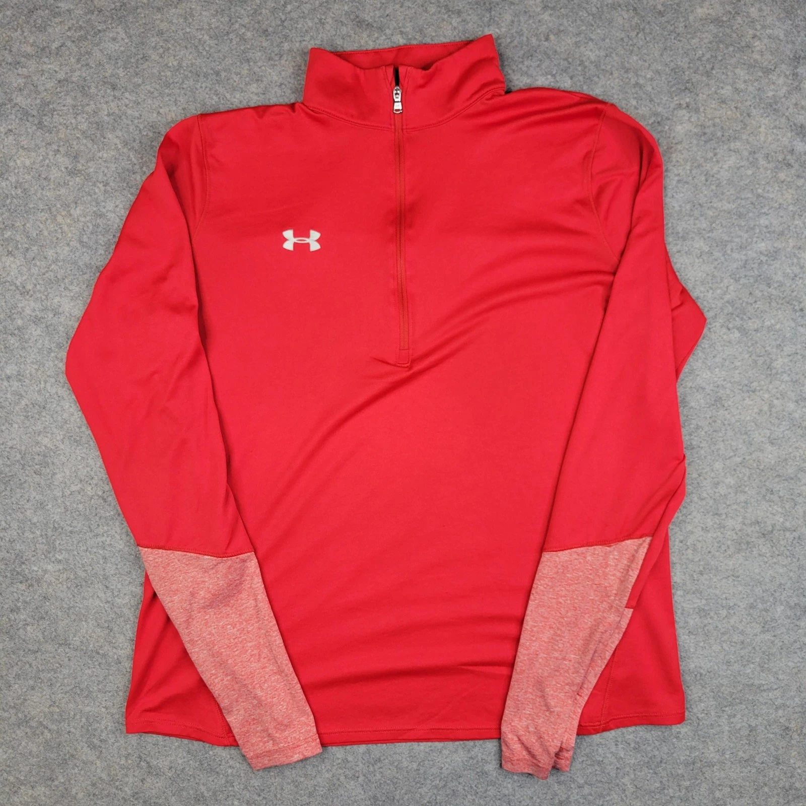 Under Armour Pullover Mens Large Red HeatGear 1/4 Zip Long Sleeve Athletic Top