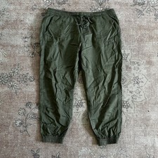 GAP Womens XL Green Elastic Waist Tapered Ankle Cargo Carpenter Pants Cotton Mix