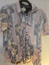 7 Diamonds Mens Pink Gray Geometric Cotton Sh...
