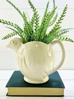 VTG McCoy Pitcher Bird Chicken Creamy White Pottery Crazing Staining 1940s-50s