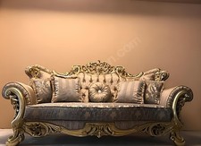 Chesterfield Barock Dreisitzer Couch Möbel Sofa Couchen Stoff Gold