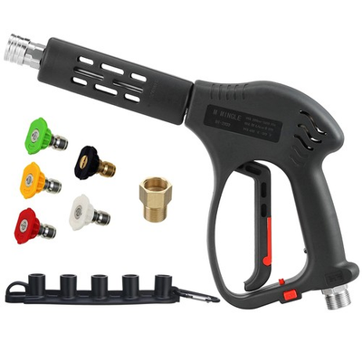 #ad Short High Pressure Washer Gun 5000 PSI M22 Fitting 5 Nozzle Tips Hot Cold $67.43