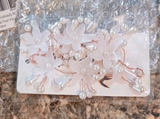 White Pearl Floral Hair Comb Bridal Headpiece, Chiffon Accent, MPN X003J
