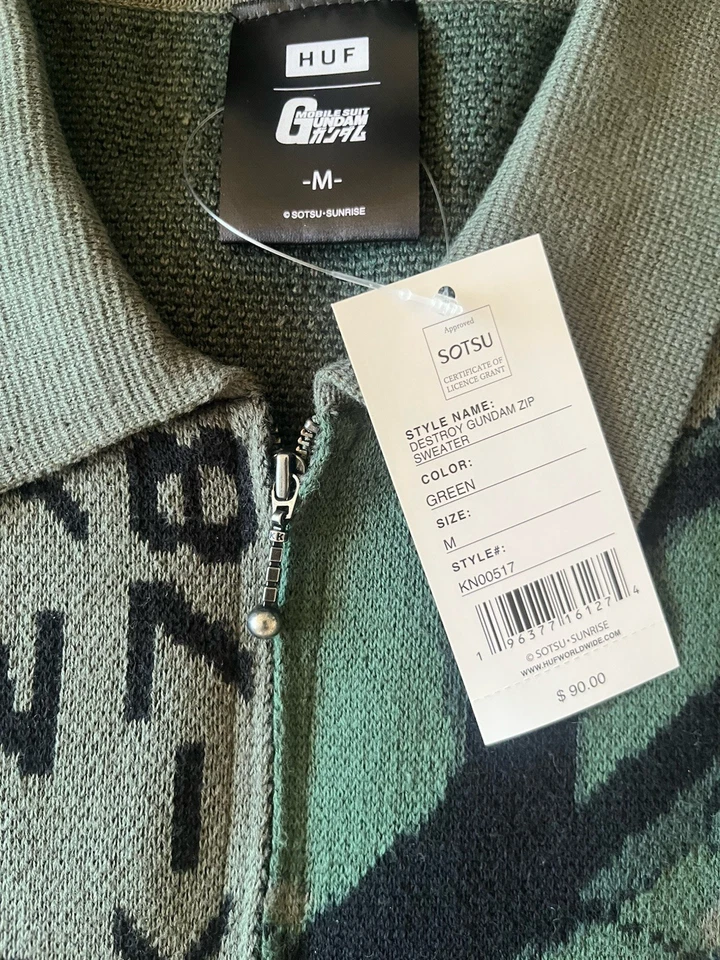 HUF X Mobile Suit Gundam Zip Sweater - Men’s Size Medium - BRAND NEW W/ Tags - Image 3 of 4