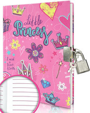 Girls Diary with Lock for Kids, 7X5.25 Inches 160 Lined Pages Secret Pink Prince