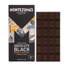 Montezuma Absolute Black 100% Dark Chocolate Orange & Cocoa Nibs 12 x 90g