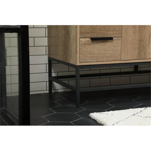 Elegant Decor Eugene 60" Aluminum MDF Single Bathroom Vanity in Natural Oak - Picture 5 of 8