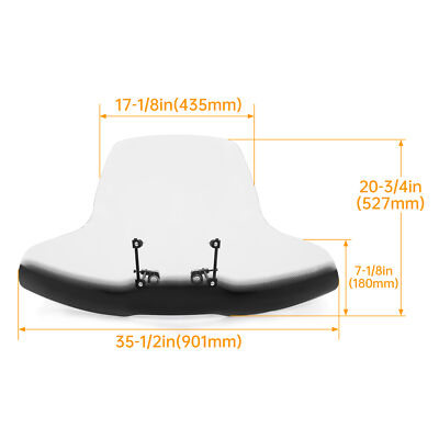 2-Tone Large ATV Windshield – Universal Handlebar Mount, Clear With Black Bottom, Fits Polaris Honda Yamaha