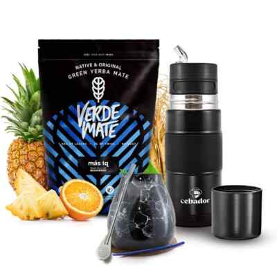 Mate Tee Set Verde Mate MAS IQ Yerba Mate Becher Marmol 300ml Yerbomos X 450 ml