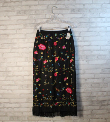 Vintage Women s Woman CLIO Silk New NWT Skirt Embroidered Fridge RETRO (4) Small