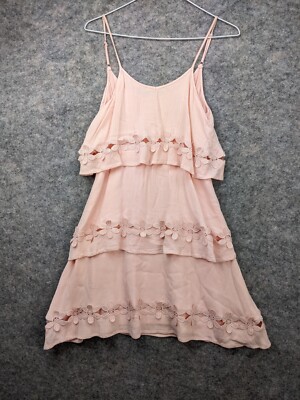 Alya Tank Top dress Womens size Small Pink layered Adjustable Straps Lightweight