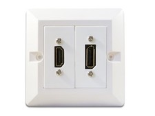 HDMI and DisplayPort Wall Plate White Audio Video Faceplate