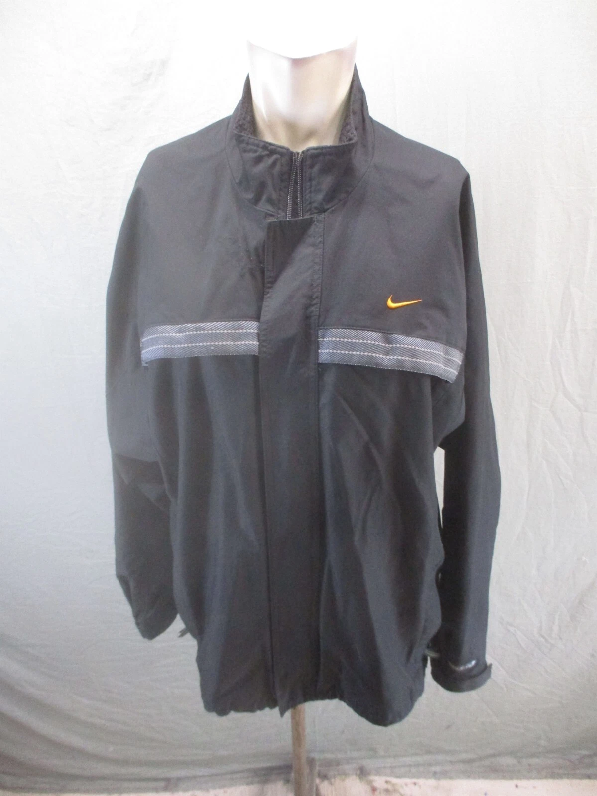 Nike Size L Mens Full Zip Stand Collar Pocket Outdoor Waterproof Windbreaker 315