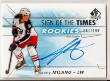  2016-17 SP Authentic Sign of the Times Rookies #SM Sonny Milano RC AUTO 087/199