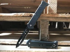 8"ALL BLACK  Spring Assisted Style EDC Folding Pocket Knife Black