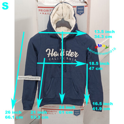 HOLLISTER FAUX FUR LINED LOGO FULL ZIP HOODIE SWEATSHIRTS NAVY