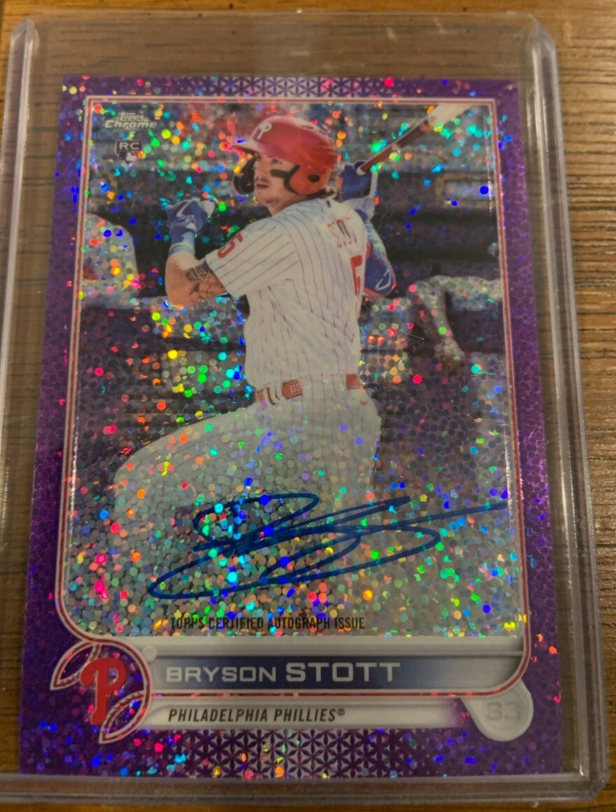 2022 Topps Chrome Rookie Auto Purple Speckle #RA-BS Bryson Stott /299 - Phillies
