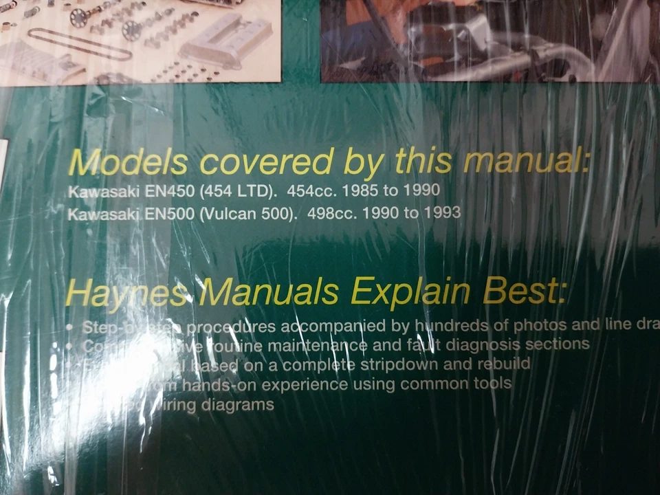 HAYNES WORKSHOP MOTO KAWASAKI EN450 & 500 TWINS (LTD/VULCAN) 1985 TO 1993 454cc - Imagen 4 de 4