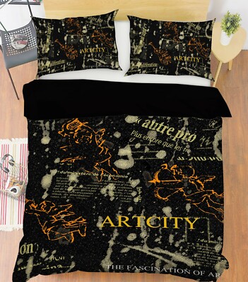 3D Black Painting ZHUA1573 Bed Pillowcases Quilt Duvet Cover Set Queen King Zoe