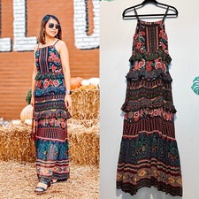 NWT Farm Rio Fruit Paradise Tiered Chiffon Maxi Sleeveless Dress Size Small Boho