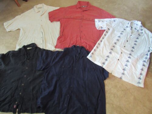 Lot, 5 mens size L, large buttoned shirts, Tommy Bahama, Quicksilver - Photo 1/2