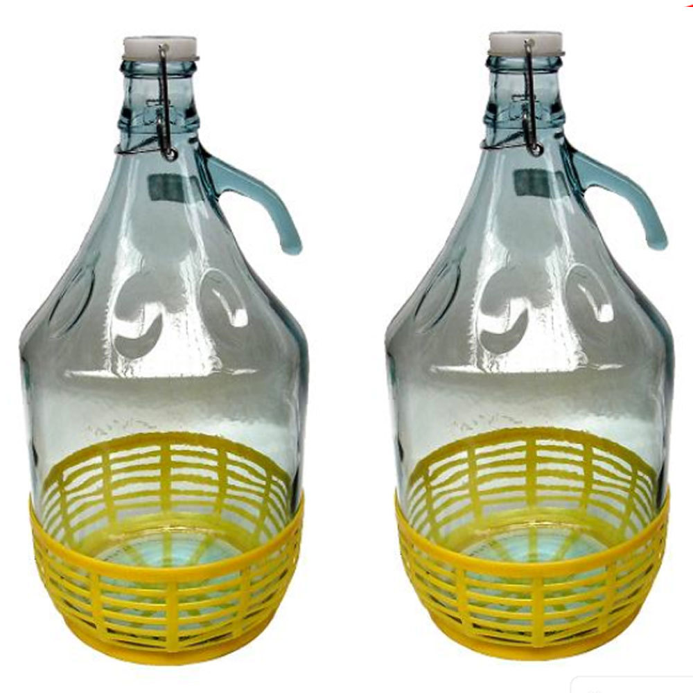 Weinballon 5 l 2 Stück Glasballon gut schließbarem Bügelverschluss Glasflasche