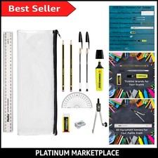 Trusted GCSE Exam Supplies Set - Includes BIC Pens, Geometry & Clear Case