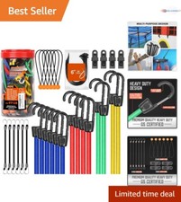 31-Piece Bungee Cords Set Rubber Assortment Tarp Clips Adjustable Fastening